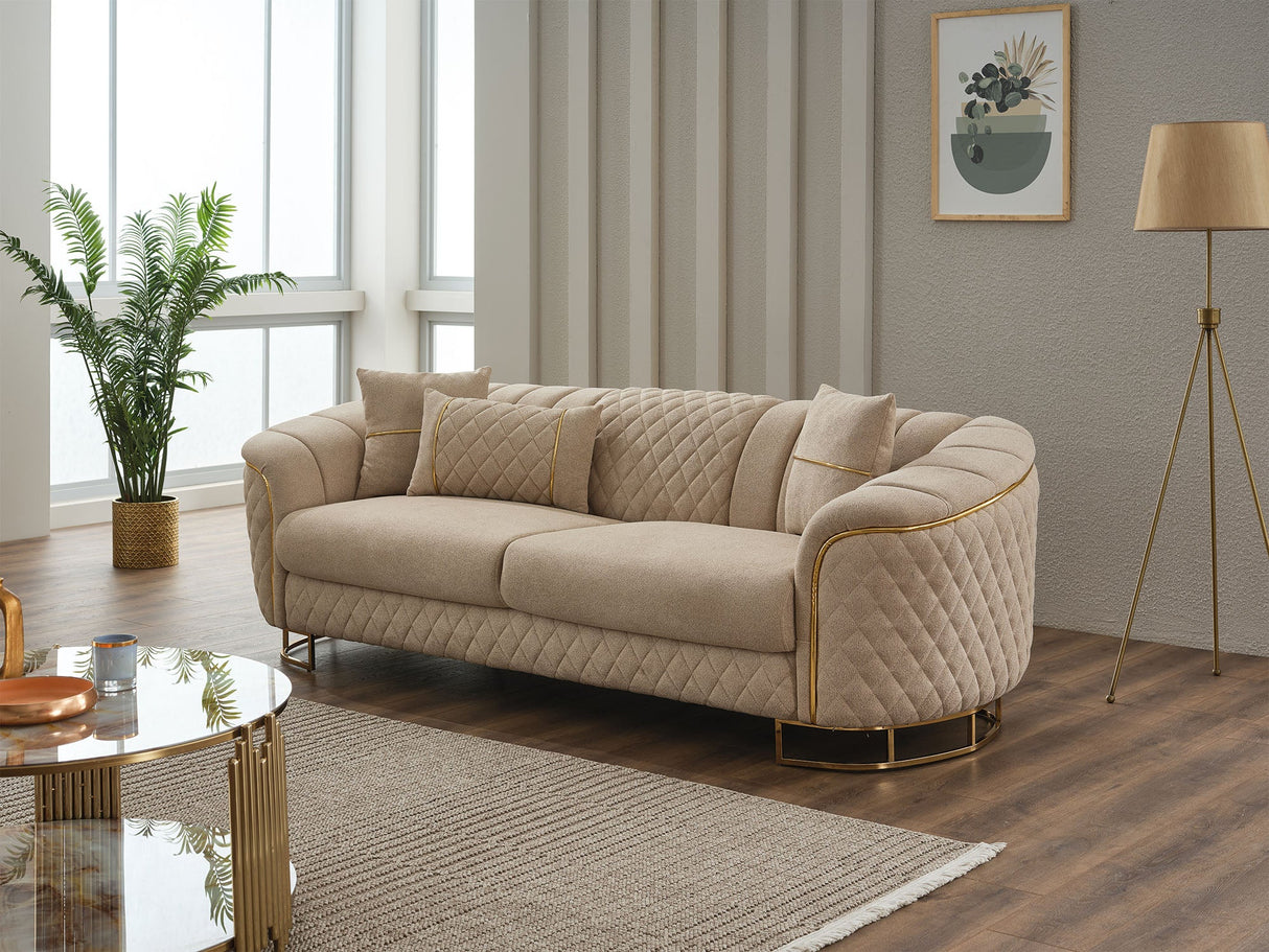 Victoria Stationary Sofa in Cream from Furnia - Luna Furniture