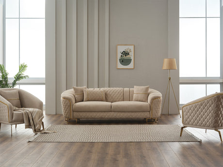 Victoria Stationary Sofa in Cream from Furnia - Luna Furniture