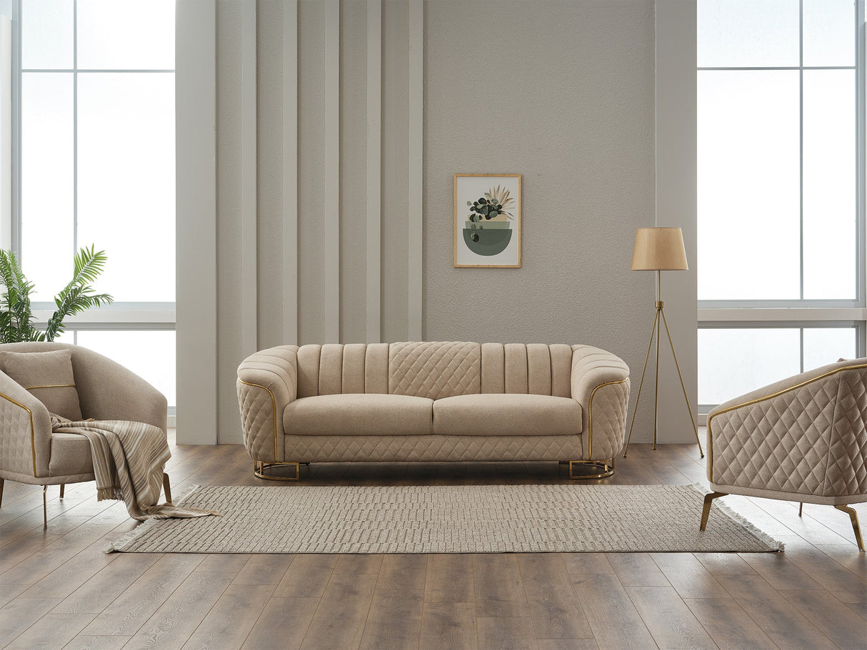 Victoria 3-pieces Living Room Set in Cream from Furnia - Luna Furniture