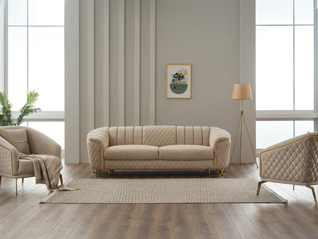 Victoria 3-pieces Living Room Set in Cream from Furnia - Luna Furniture