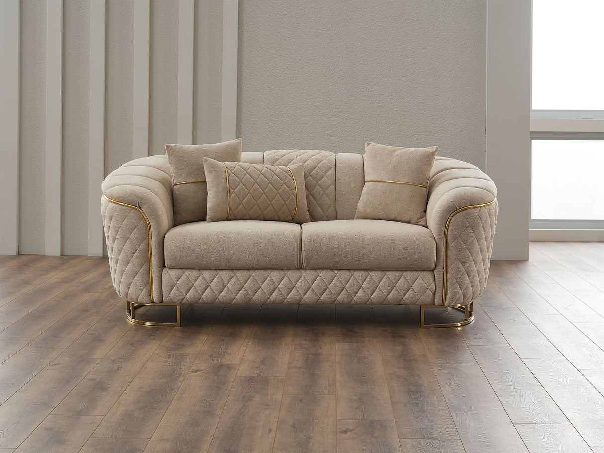 Victoria Stationary Loveseat in Cream from Furnia - Luna Furniture