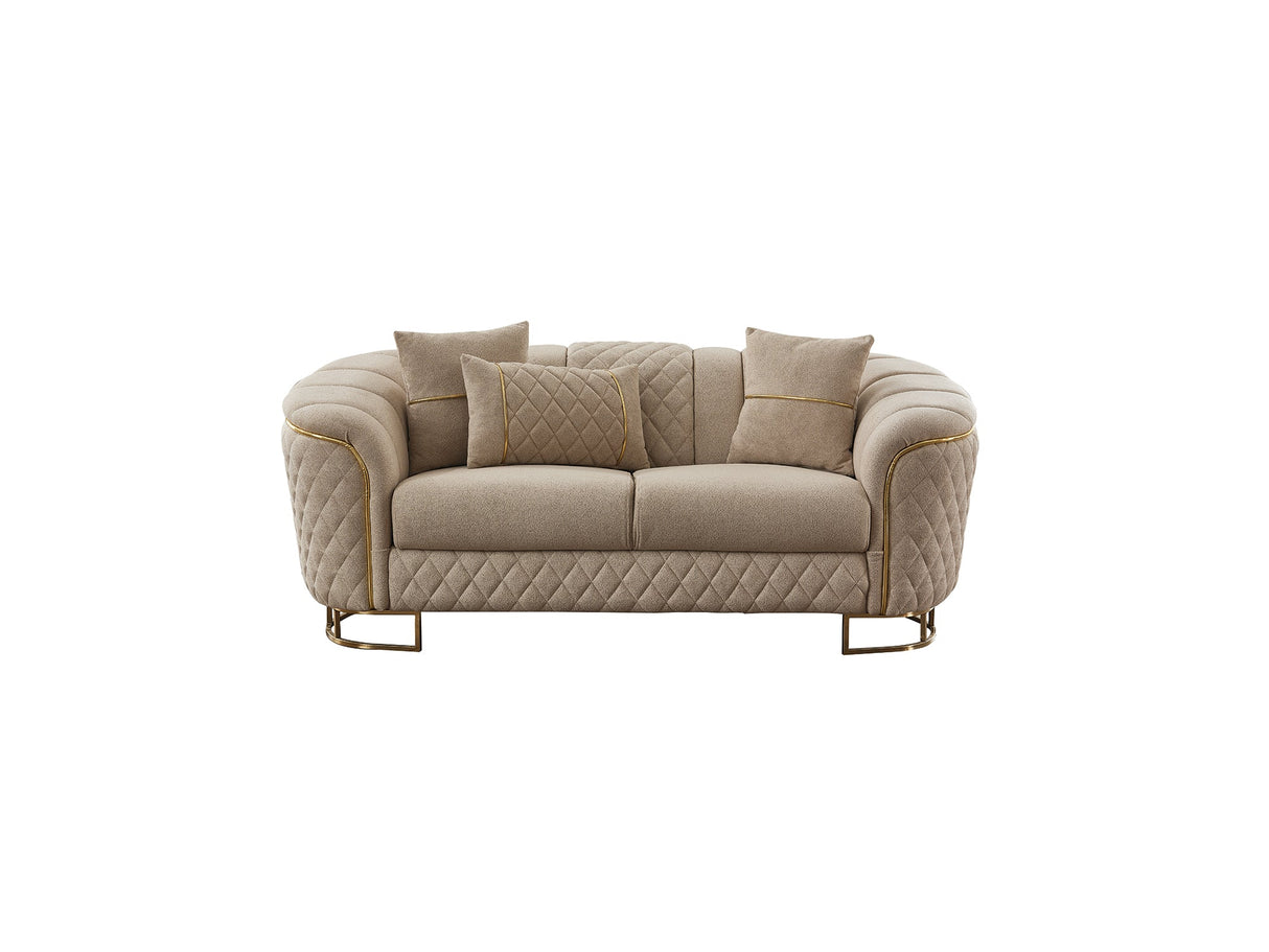Victoria Stationary Loveseat in Cream from Furnia - Luna Furniture