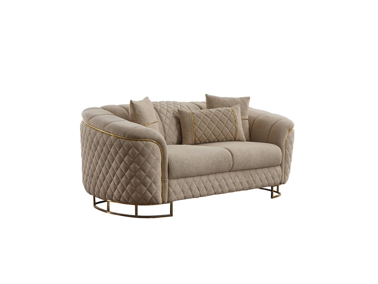Victoria Stationary Loveseat in Cream from Furnia - Luna Furniture