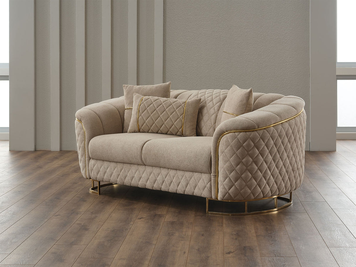 Victoria Stationary Loveseat in Cream from Furnia - Luna Furniture