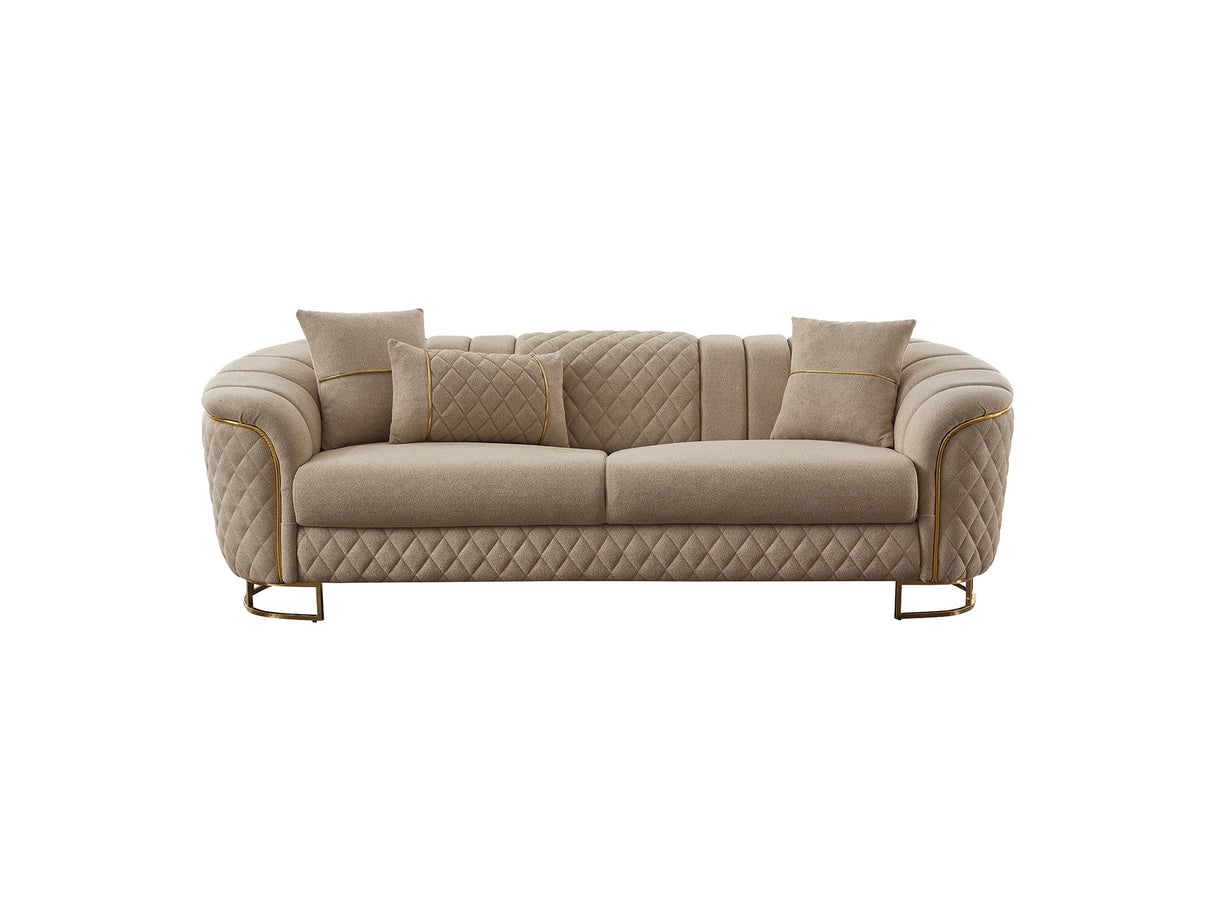 Victoria Stationary Sofa in Cream from Furnia - Luna Furniture