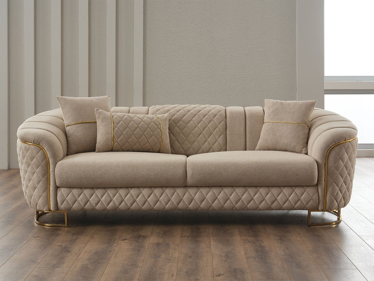 Victoria Stationary Sofa in Cream from Furnia - Luna Furniture