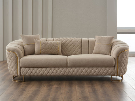 Victoria Stationary Sofa in Cream from Furnia - Luna Furniture
