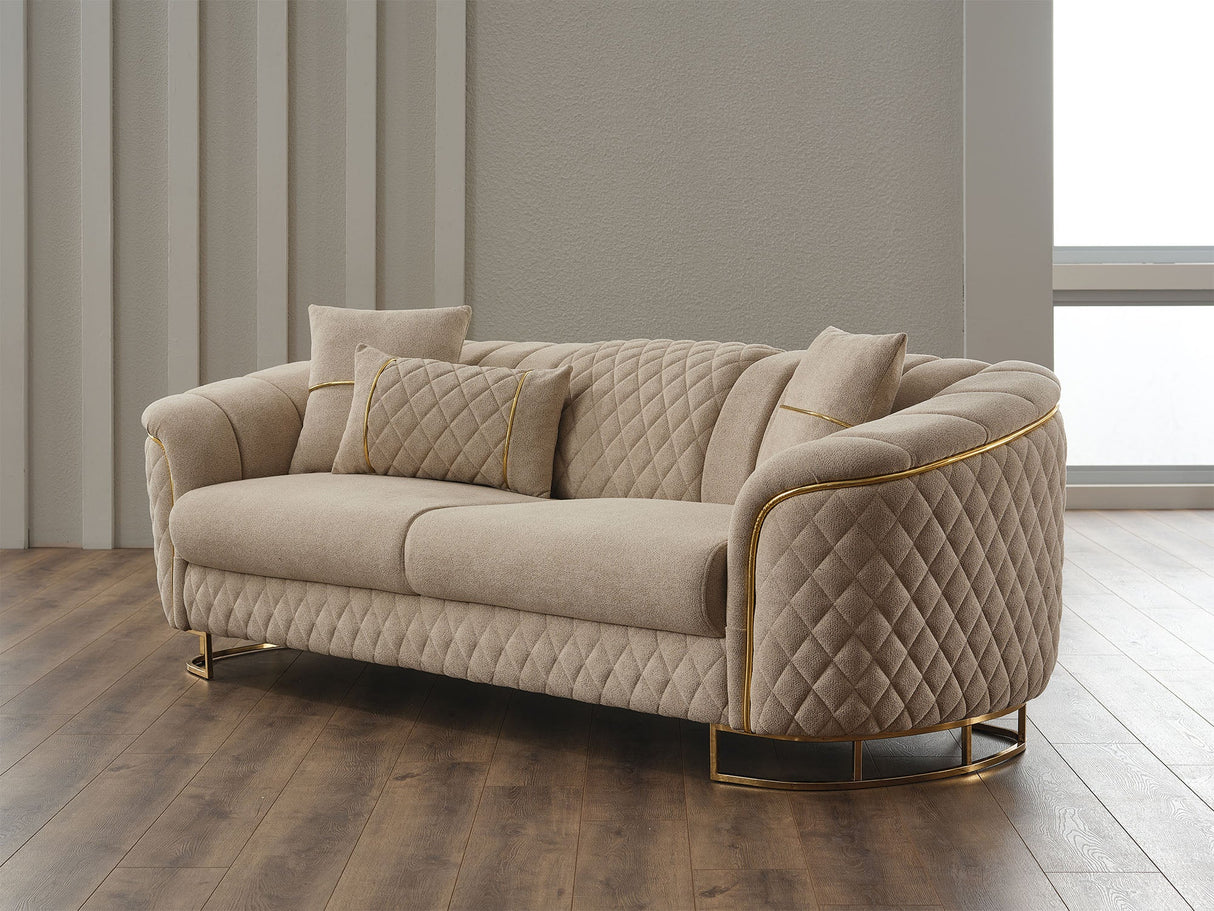 Victoria 3-pieces Living Room Set in Cream from Furnia - Luna Furniture