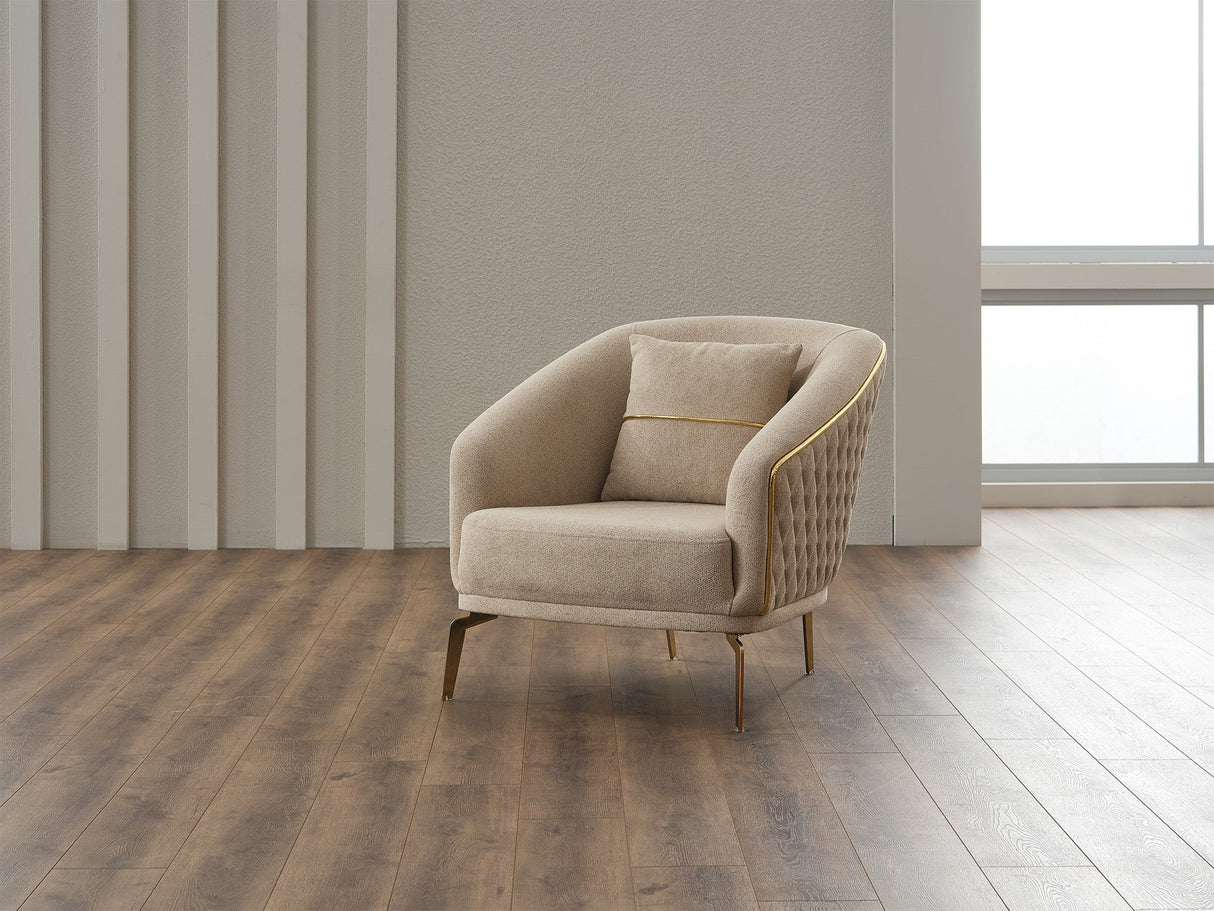 Victoria 3-pieces Living Room Set in Cream from Furnia - Luna Furniture