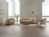 Victoria 3-pieces Living Room Set in Cream from Furnia - Luna Furniture