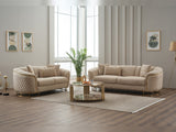 Victoria Stationary Loveseat in Cream from Furnia - Luna Furniture