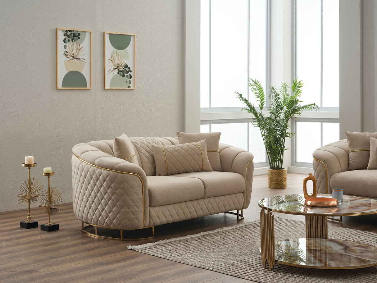 Victoria 3-pieces Living Room Set in Cream from Furnia - Luna Furniture