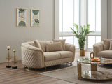 Victoria 3-pieces Living Room Set in Cream from Furnia - Luna Furniture