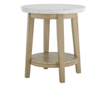 Vida 22″ Round White Marble Top End Table from Steve Silver - Luna Furniture