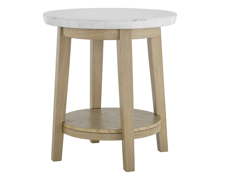 Vida 22″ Round White Marble Top End Table from Steve Silver - Luna Furniture