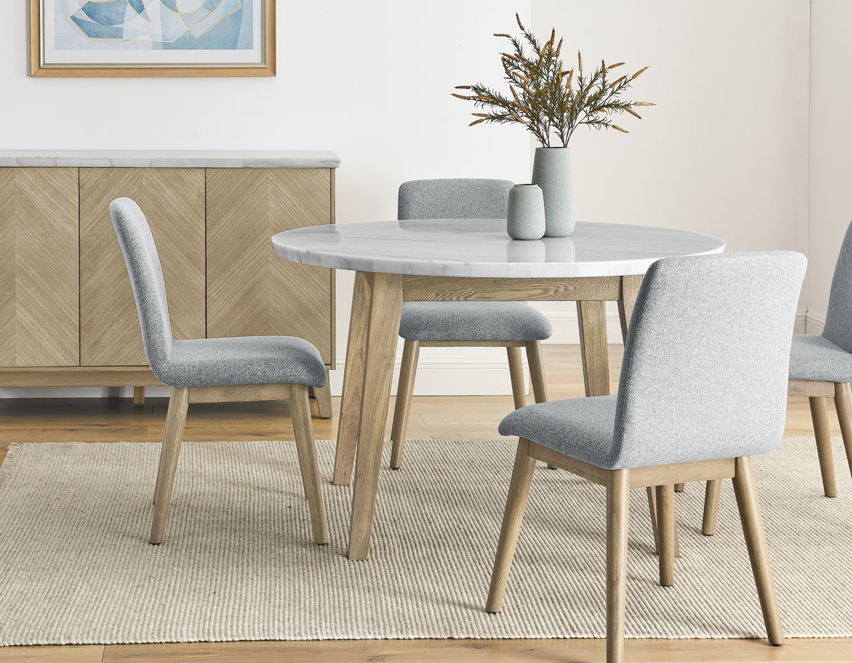 Vida 48″ Round White Marble Dining Table from Steve Silver - Luna Furniture