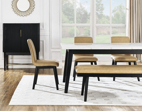 Vida Black/Sand Marble Top Dining Room Set from Steve Silver - Luna Furniture