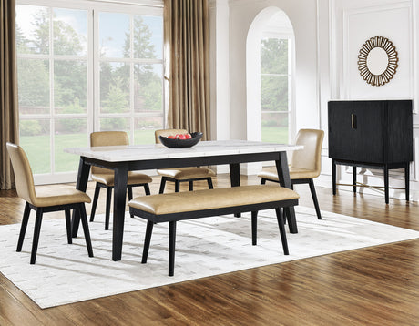 Vida Black/Sand Marble Top Dining Room Set from Steve Silver - Luna Furniture