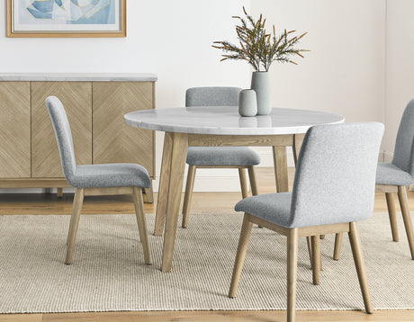 Vida Burnished Blonde/Gray Round Marble Top Dining Room Set from Steve Silver - Luna Furniture