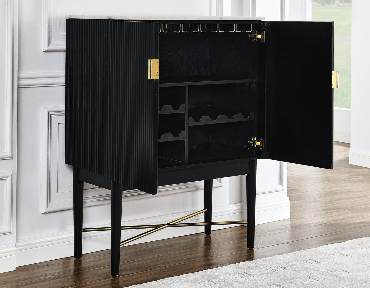 Vida Marble Top WIne Cabinet, Black Finish from Steve Silver - Luna Furniture