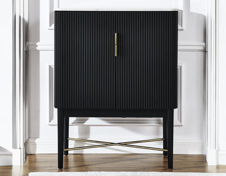 Vida Marble Top WIne Cabinet, Black Finish from Steve Silver - Luna Furniture