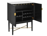 Vida Marble Top WIne Cabinet, Black Finish from Steve Silver - Luna Furniture