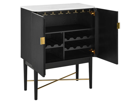 Vida Marble Top WIne Cabinet, Black Finish from Steve Silver - Luna Furniture