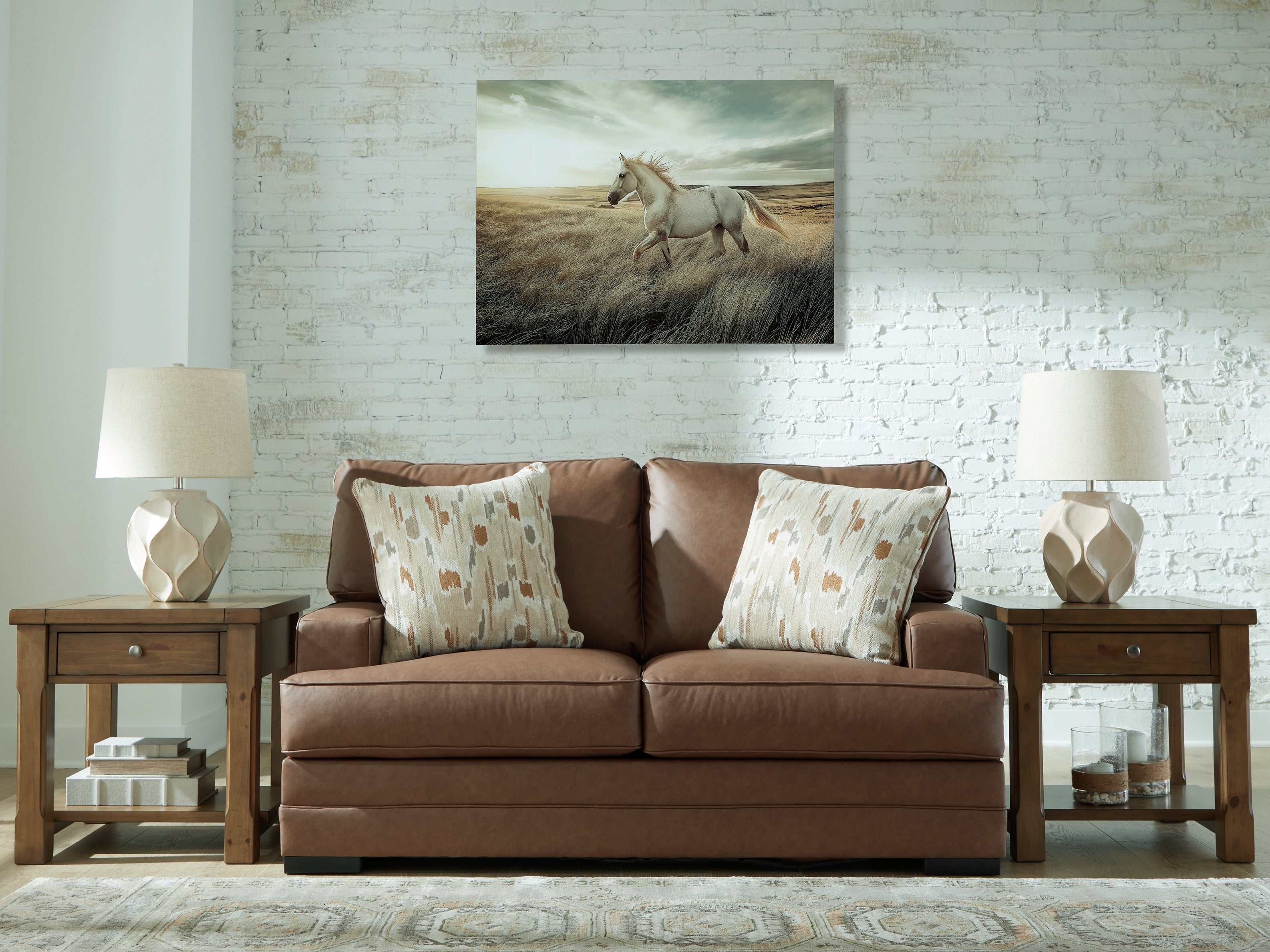 Ashley VillaCourt Caramel Sofa – Luna Furniture