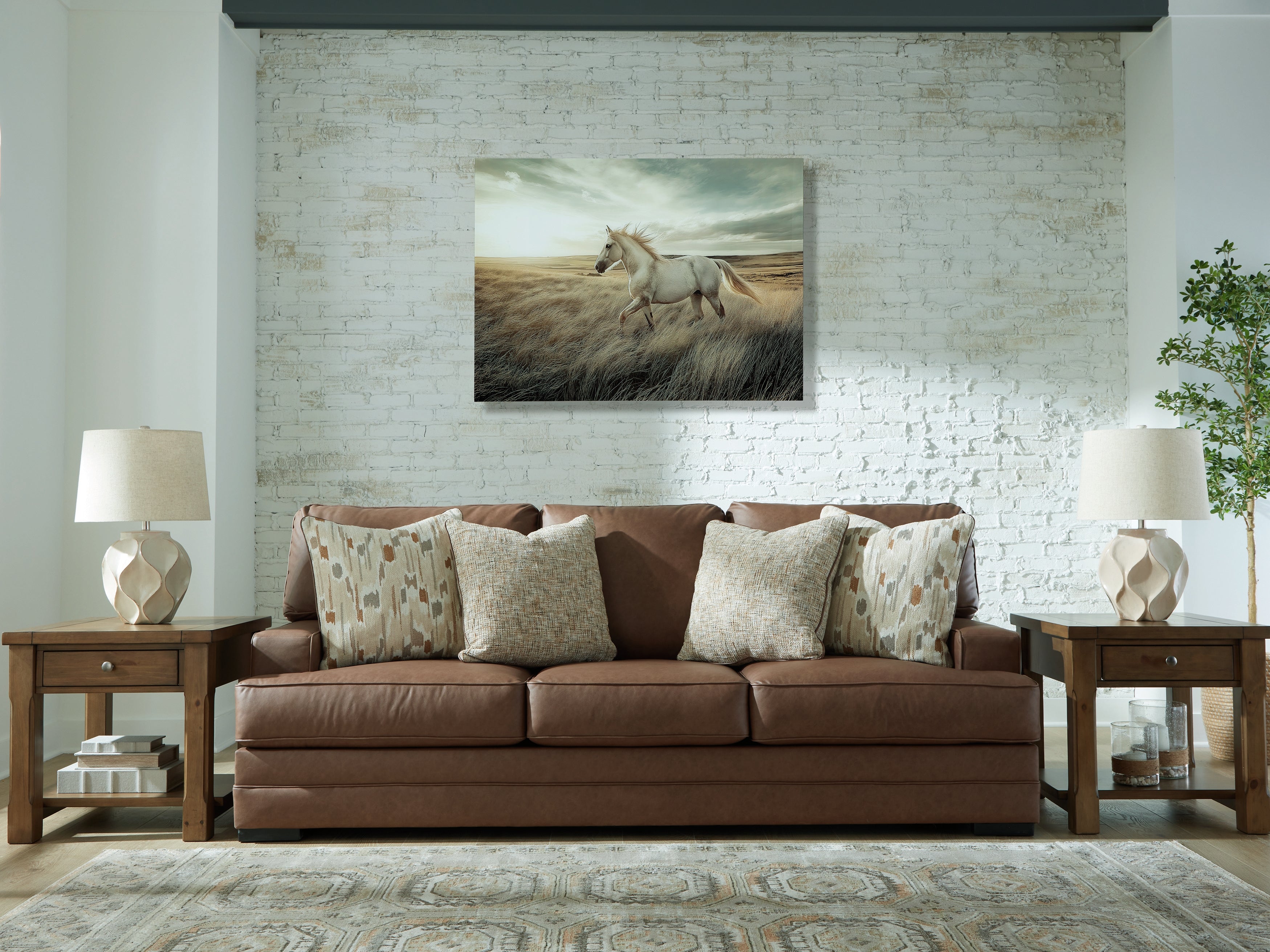 Ashley VillaCourt Caramel Sofa – Luna Furniture