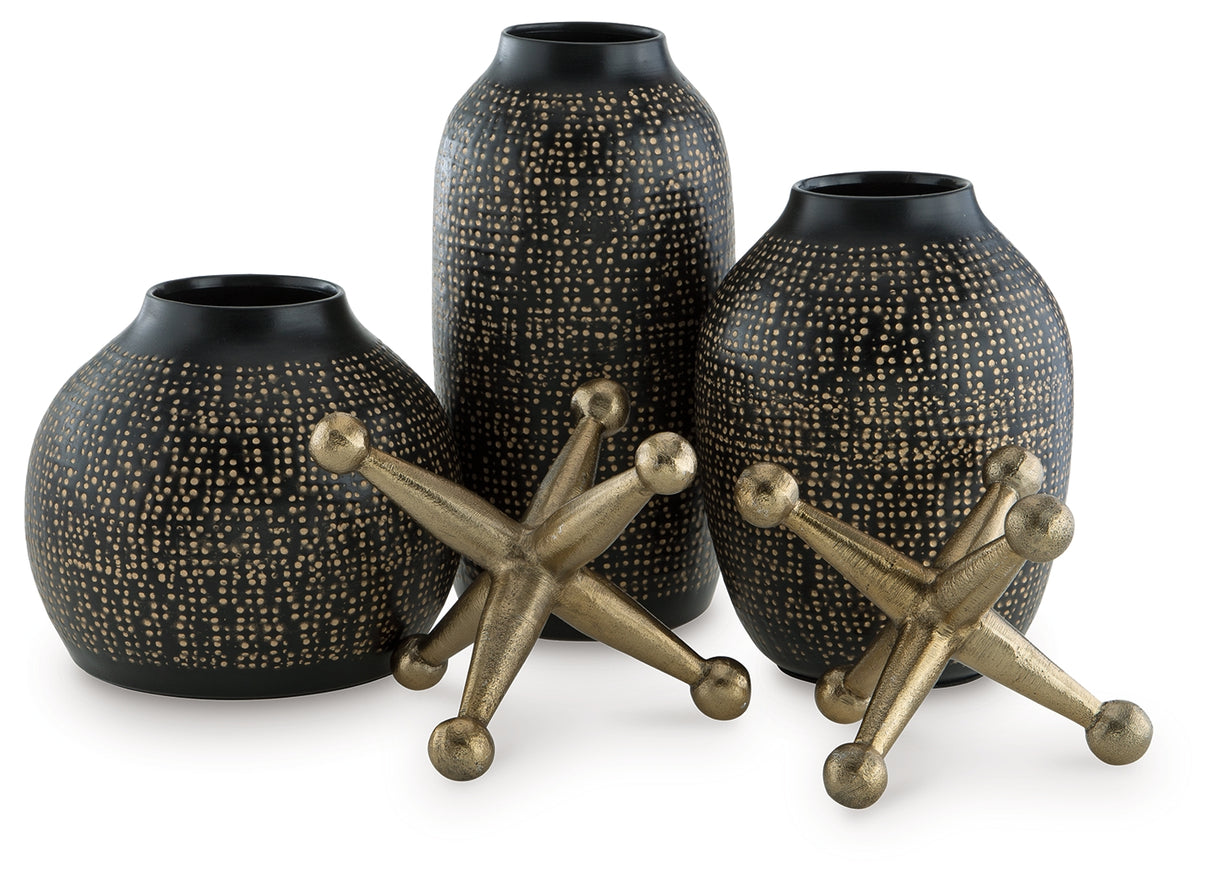 Vinburn Black/Gold Finish Accessory Set (Set of 5) from Ashley Furniture - Luna Furniture