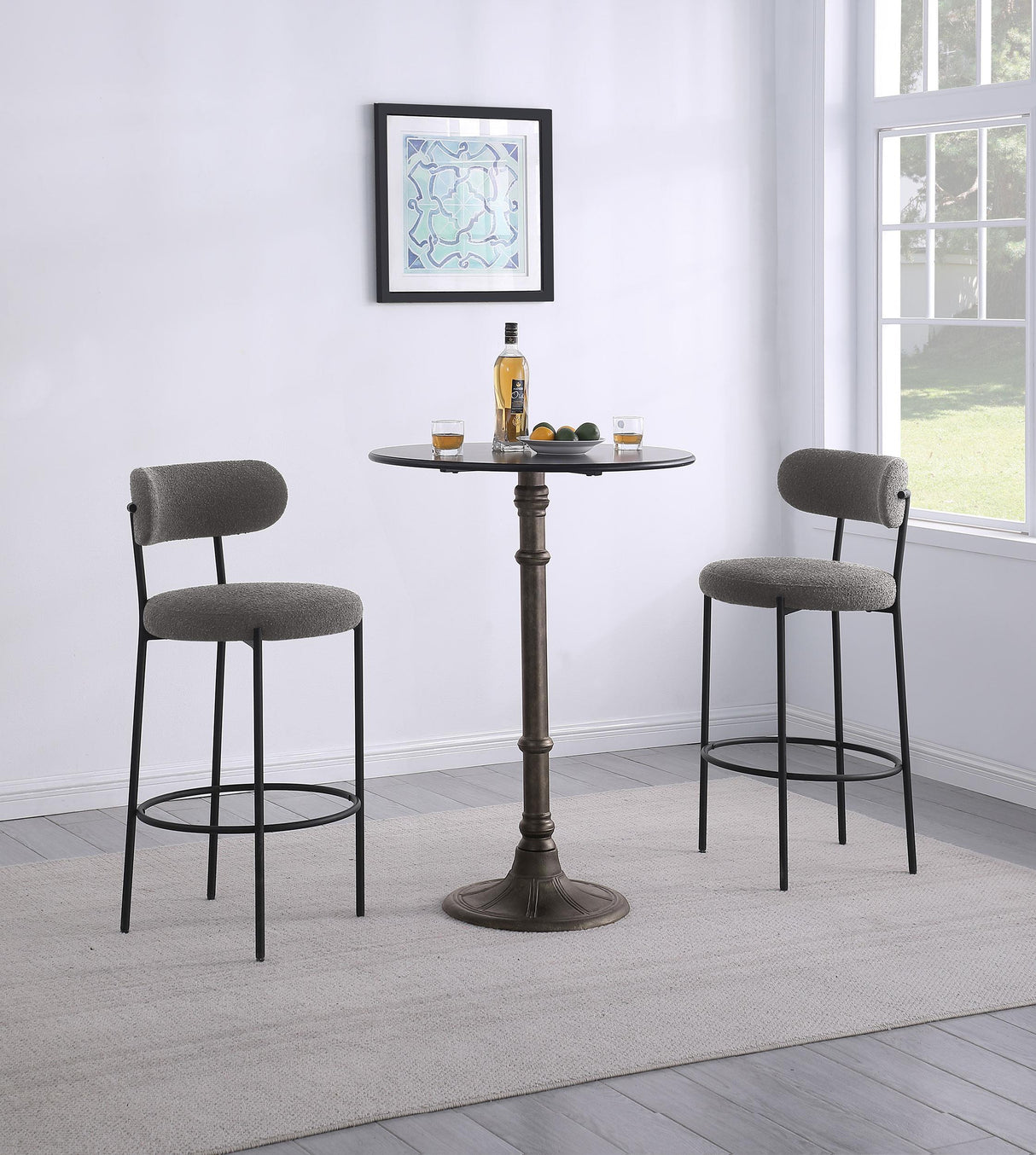 Viola Black Boucle Upholstered Bar Stool, Set of 2 from Coaster - Luna Furniture
