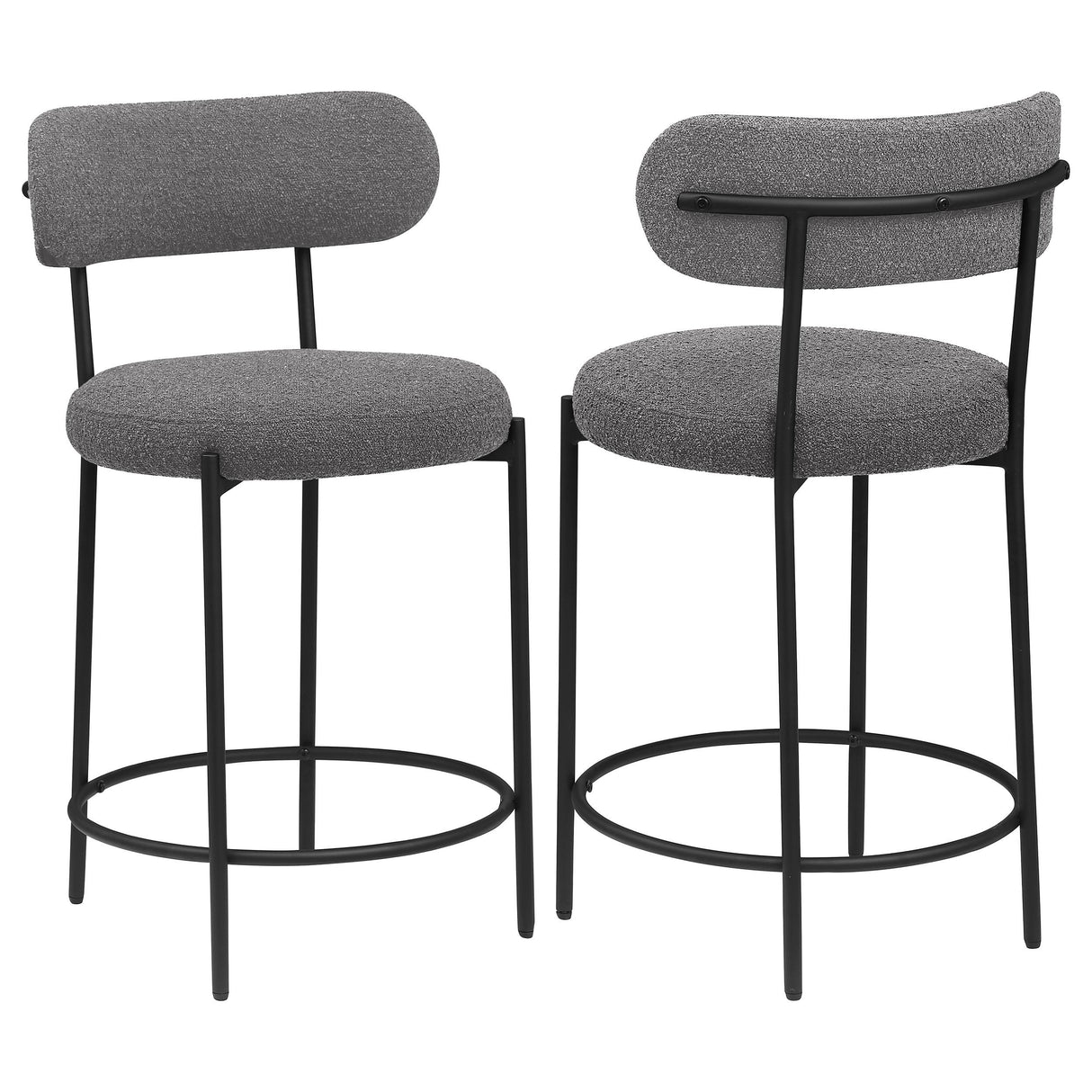 Viola Black Boucle Upholstered Counter Stool, Set of 2 from Coaster - Luna Furniture
