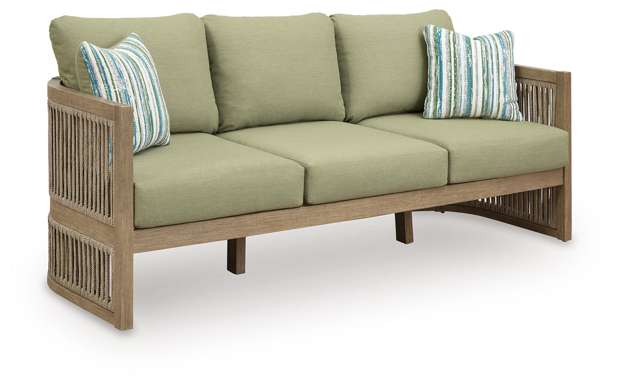 Vision Lane Beige/Green Outdoor Sofa with Cushion from Ashley Furniture - Luna Furniture