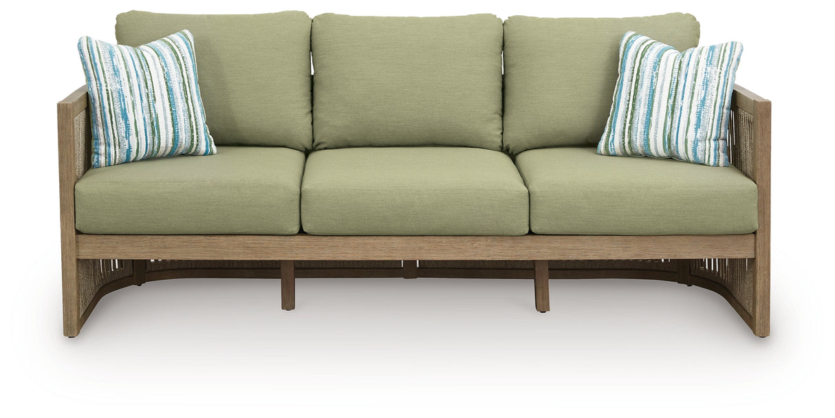 Vision Lane Beige/Green Outdoor Sofa with Cushion from Ashley Furniture - Luna Furniture