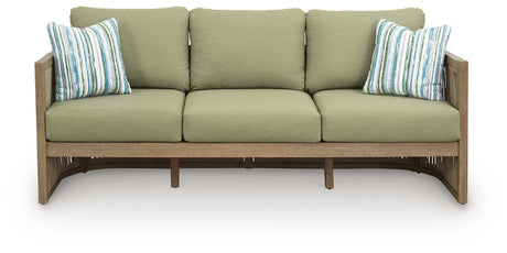 Vision Lane Beige/Green Outdoor Sofa with Cushion from Ashley - Luna Furniture