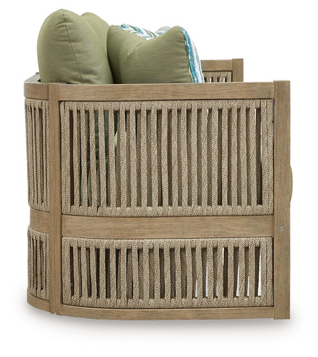 Vision Lane Beige/Green Outdoor Sofa with Cushion from Ashley - Luna Furniture
