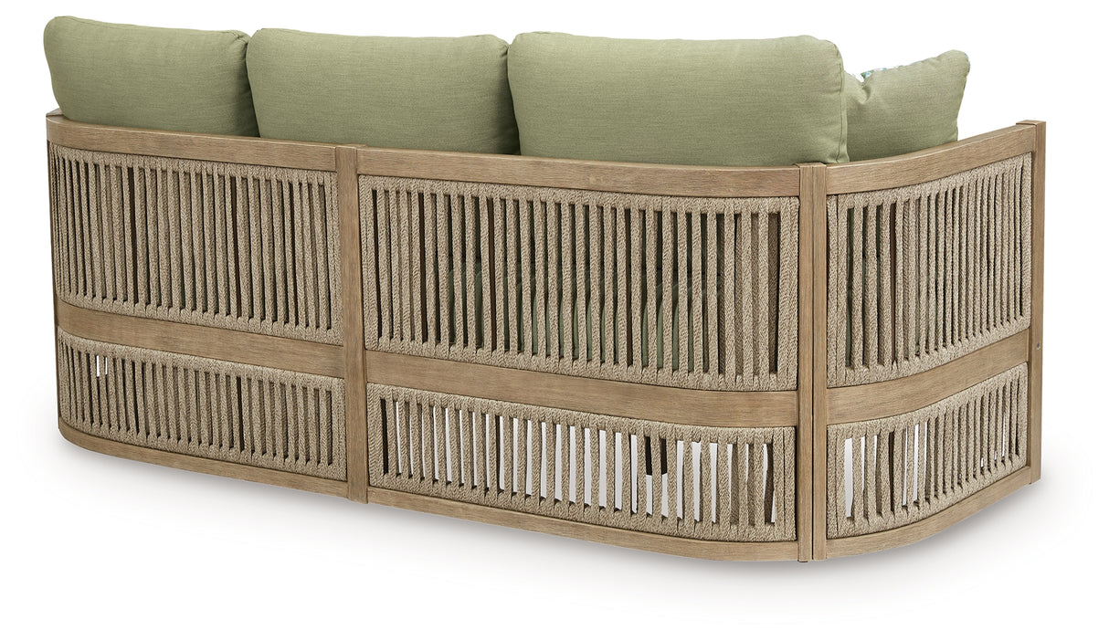 Vision Lane Beige/Green Outdoor Sofa with Cushion from Ashley Furniture - Luna Furniture