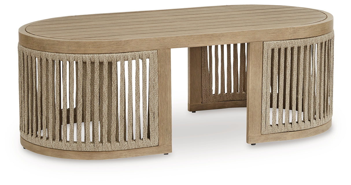 Vision Lane Beige Outdoor Coffee Table from Ashley Furniture - Luna Furniture