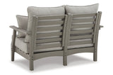 Visola Gray Outdoor Loveseat, 2 Lounge Chairs and Coffee Table from Ashley - Luna Furniture
