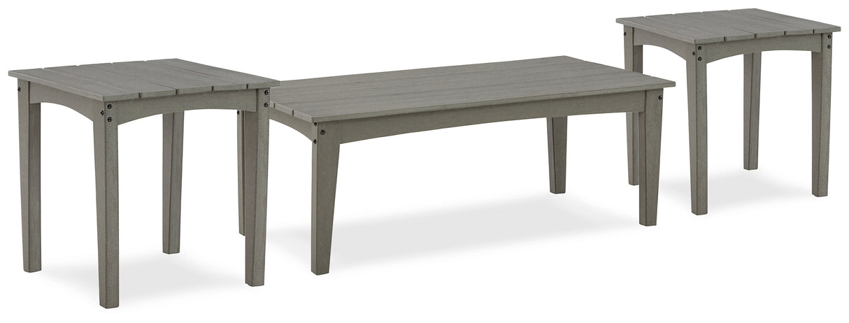 Visola Outdoor Coffee Table with 2 End Tables in Gray from Ashley Furniture - Luna Furniture
