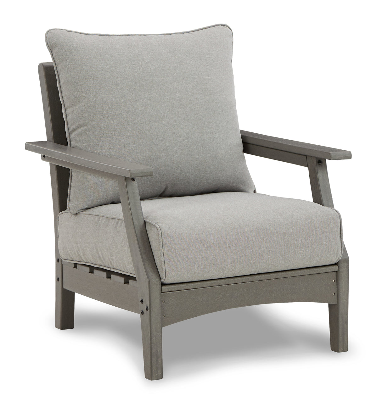Visola Outdoor Sofa and 2 Lounge Chairs with Coffee Table and 2 End Tables in Gray from Ashley Furniture - Luna Furniture