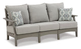 Visola Outdoor Sofa and Loveseat with 2 Lounge Chairs and End Table in Gray from Ashley Furniture - Luna Furniture