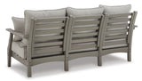 Visola Outdoor Sofa and Loveseat with 2 Lounge Chairs and End Table in Gray from Ashley Furniture - Luna Furniture