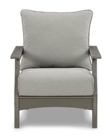 Visola Outdoor Sofa and Loveseat with 2 Lounge Chairs and End Table in Gray from Ashley Furniture - Luna Furniture