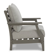 Visola Outdoor Sofa and Loveseat with 2 Lounge Chairs and End Table in Gray from Ashley Furniture - Luna Furniture