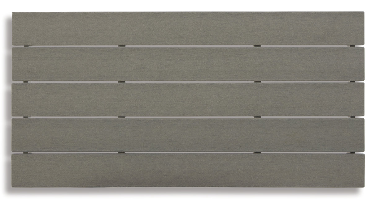 Visola Outdoor Sofa and Loveseat with 2 Lounge Chairs and End Table in Gray from Ashley Furniture - Luna Furniture