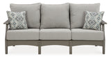Visola Outdoor Sofa and Loveseat with Coffee Table in Gray from Ashley - Luna Furniture