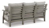 Visola Outdoor Sofa and Loveseat with Coffee Table in Gray from Ashley - Luna Furniture