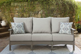 Visola Outdoor Sofa and Loveseat with Coffee Table in Gray from Ashley - Luna Furniture