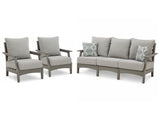 Visola Outdoor Sofa with 2 Lounge Chairs in Gray from Ashley - Luna Furniture
